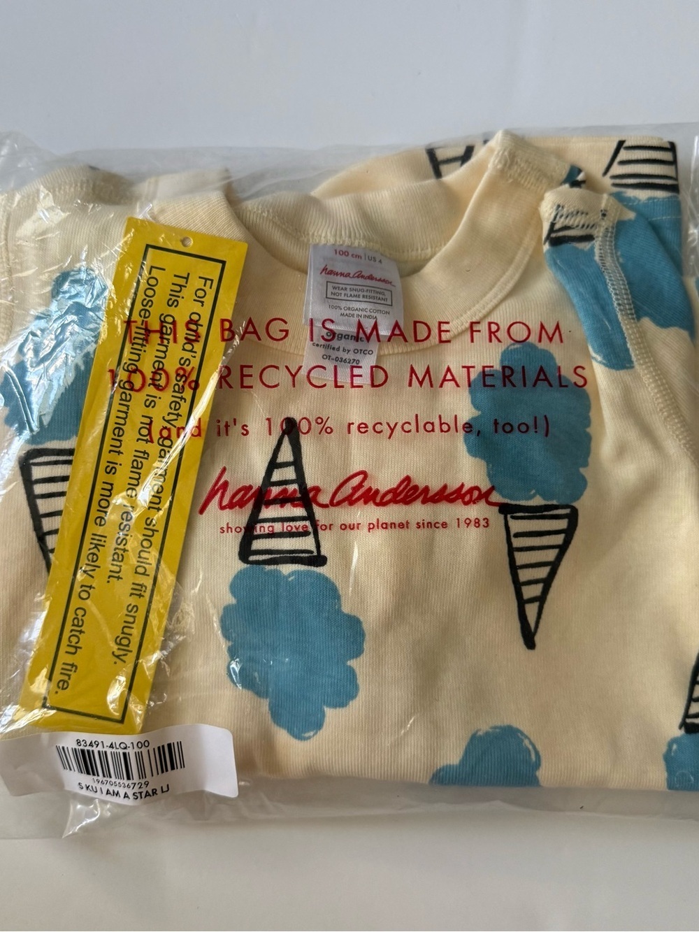 Hanna Andersson kids long john pajama set 4T 100 cm